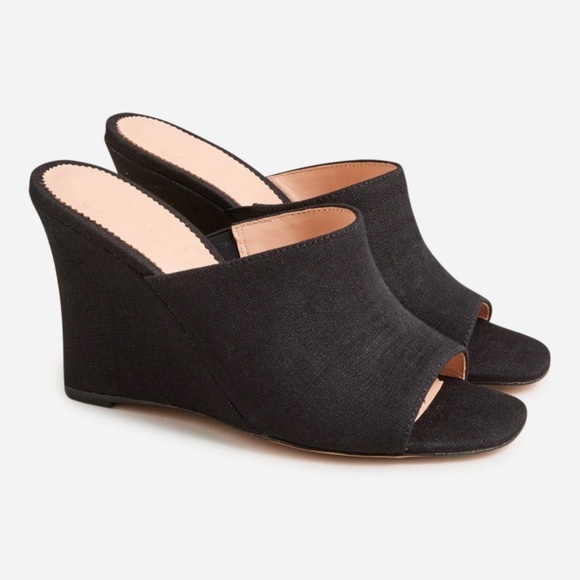 J. Crew Bianca woven Black Women's Slide wedge Sandals - Picture 2 of 2